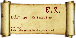 Bürger Krisztina névjegykártya