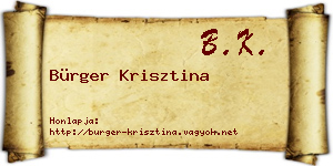 Bürger Krisztina névjegykártya